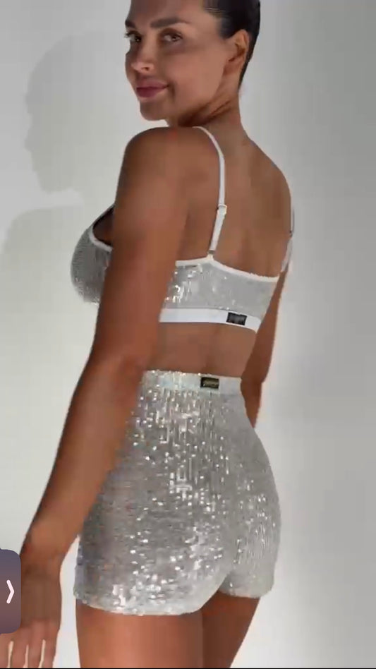 Polerina - Nixa top sequin argenté