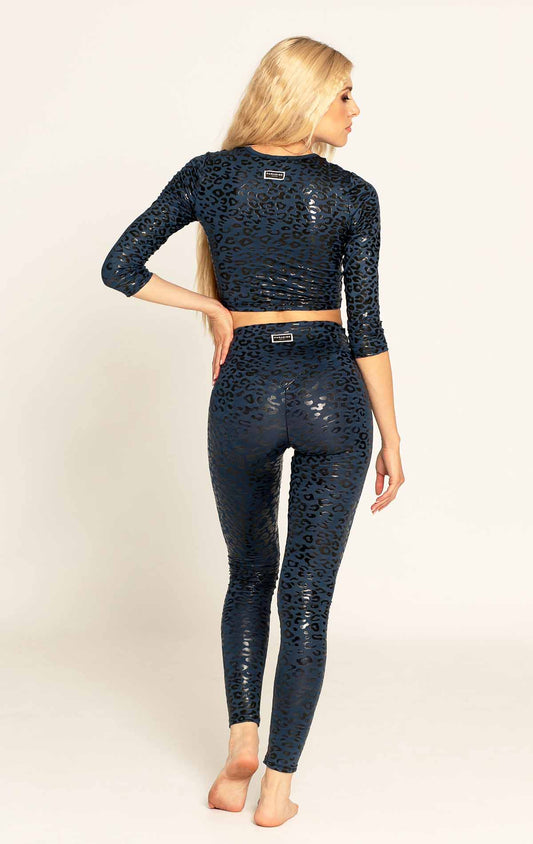 Paradise Chick - Leggings sticky superhero high waist leopard DENIM