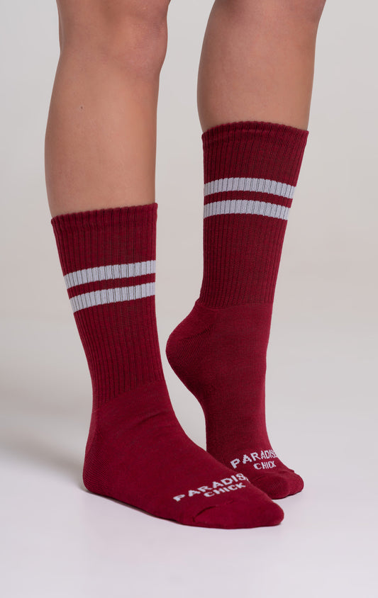 PARADISE CHICK - Socks Burgundy, white letter