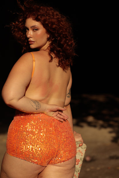 Rolling - Bardot Orange Sequin Shorts