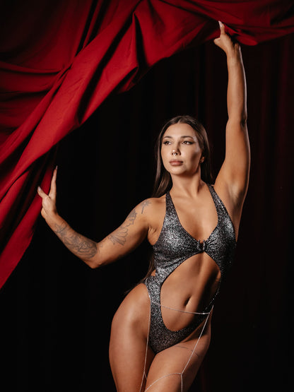 POLERINA - Monokini Black Silver