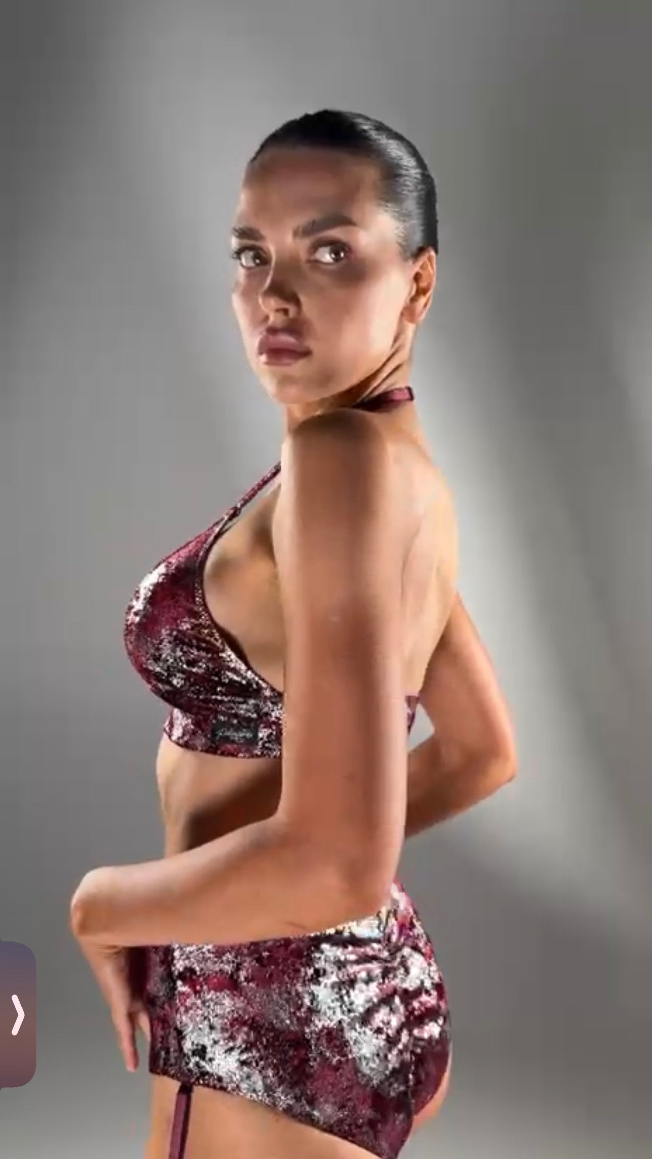 Polerina - Bottom Bikini Velvet wine & Silver