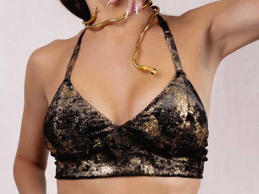 Polerina - Top bikini Black/Gold Velvet