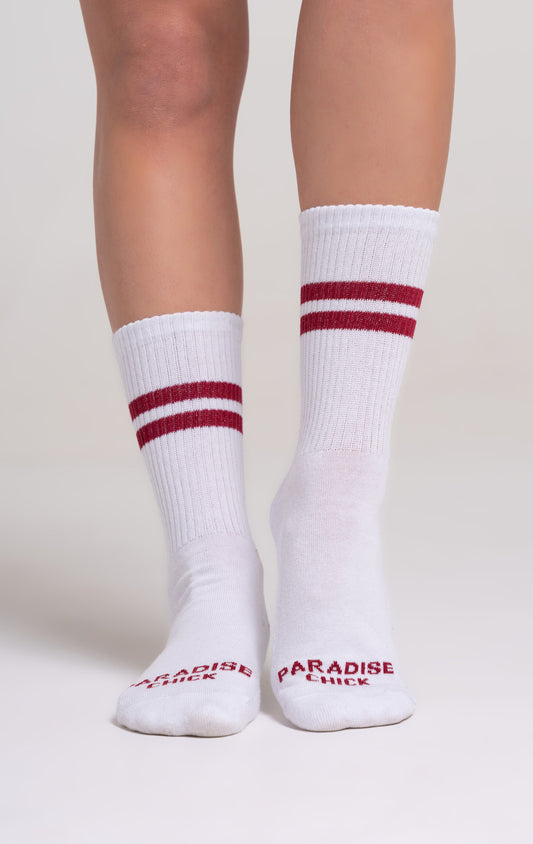 PARADISE CHICK - Socks White & Burgundy