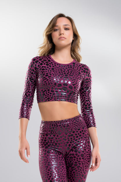 PARADISE CHICK SUPERHELD KLEBRIGES CROP TOP - MAGENTA CHAMÄLEON