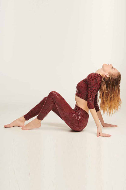 PARADISE CHICK SUPERHERO STICKY V-STRING LEGGINGS - KIRSCH-LEOPARD