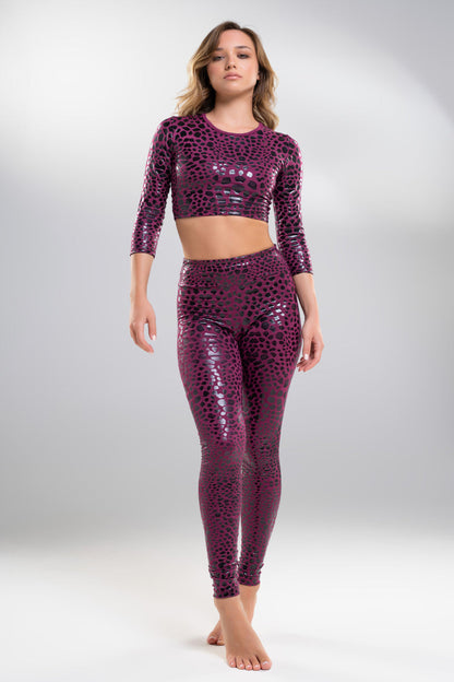 PARADISE CHICK SUPERHELD KLEBRIGE LEGGINGS MIT HOHER TAILLE - MAGENTA CHAMÄLEON